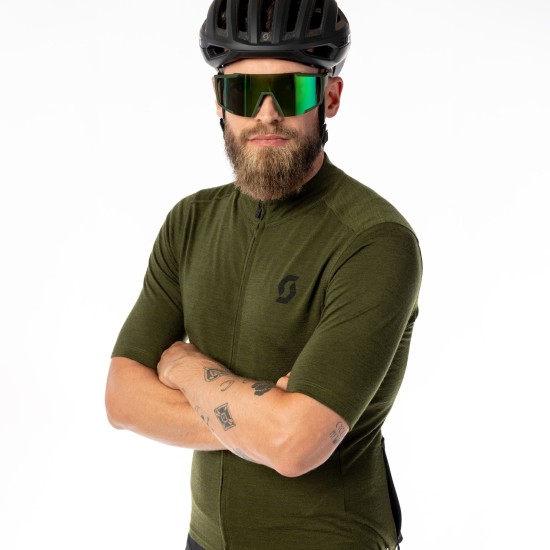 Джемпер (веломайка) SCOTT Gravel Merino к/рук (fir green/black)