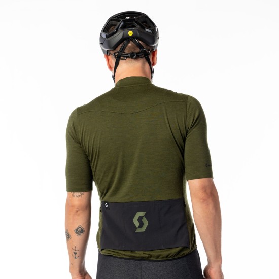 Джемпер (веломайка) SCOTT Gravel Merino к/рук (fir green/black)