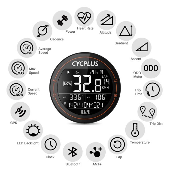 Велокомпьютер Cycplus M2 GPS