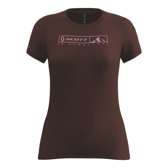 Женская футболка SCOTT 10 No Shortcuts, кор. рукав (maroon red)